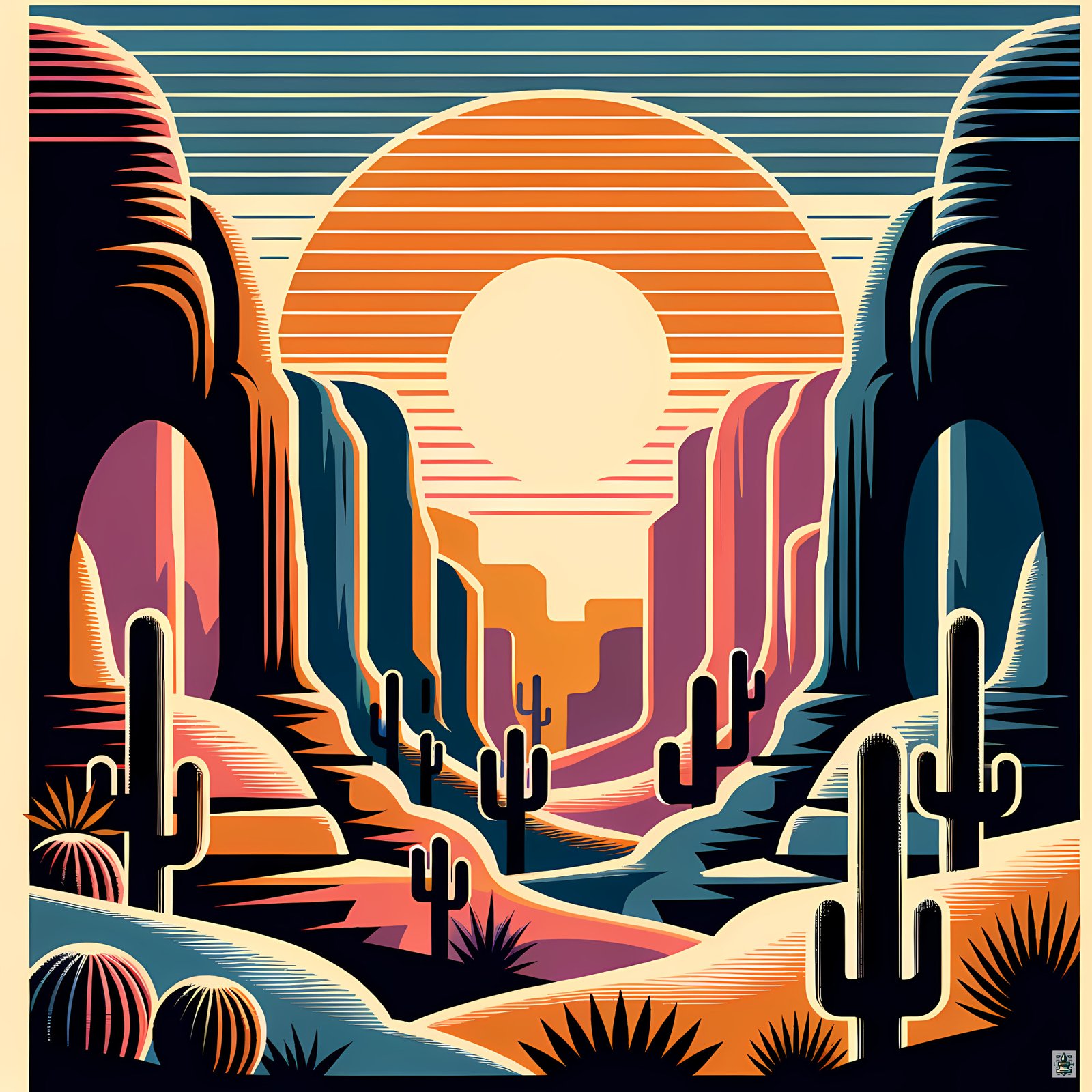 Gradient Desert Canyon Sunset