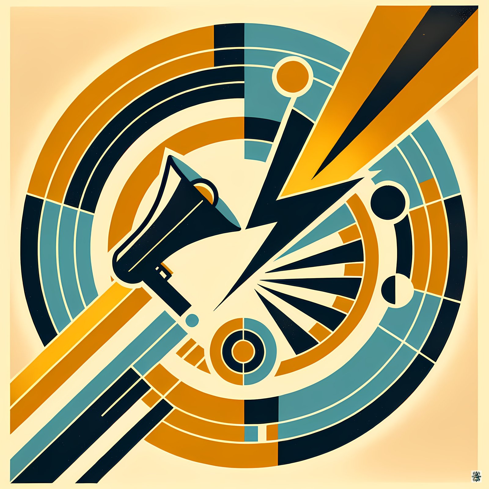 Retro Megaphone Geometric Burst