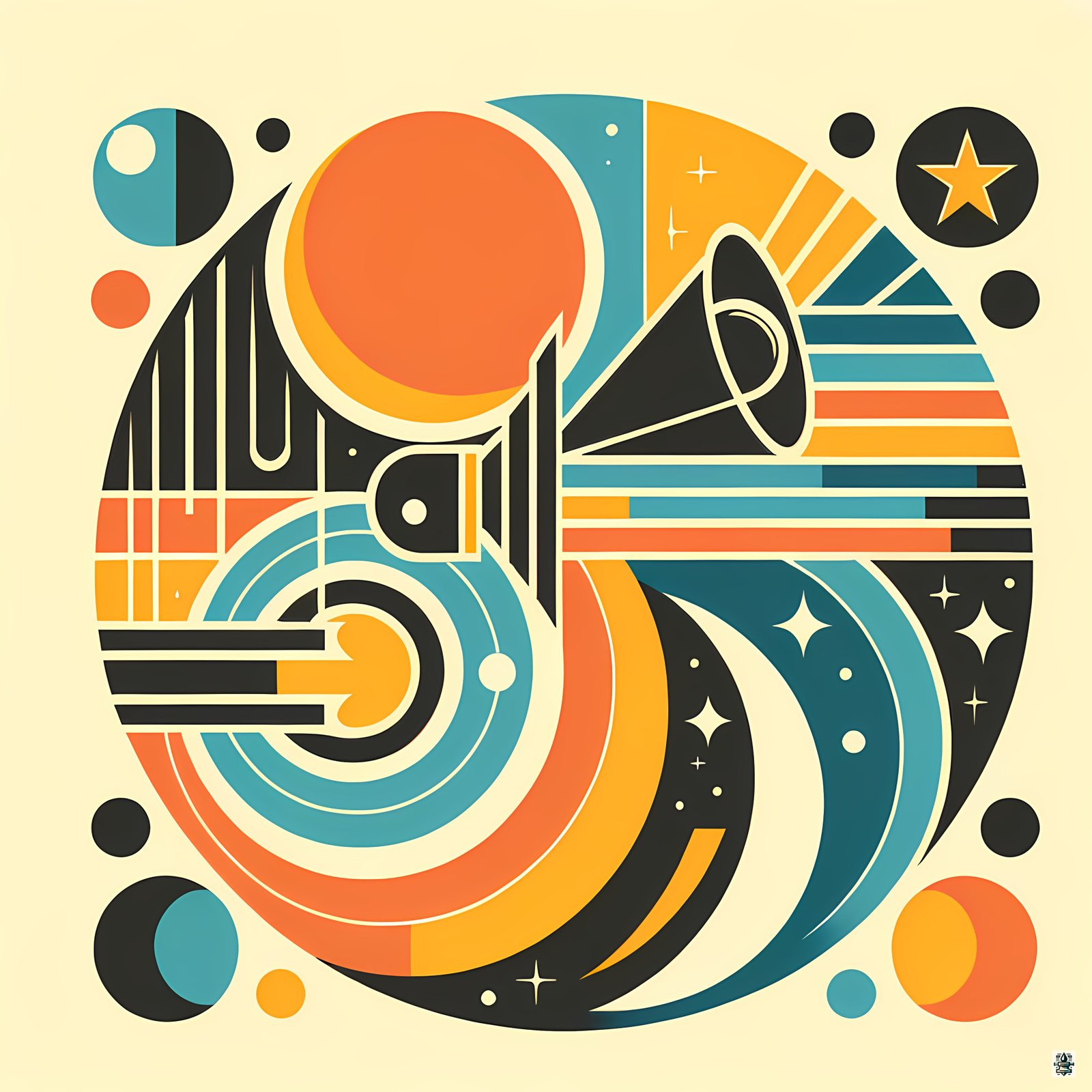 Retro Megaphone Letterform Geometric Design