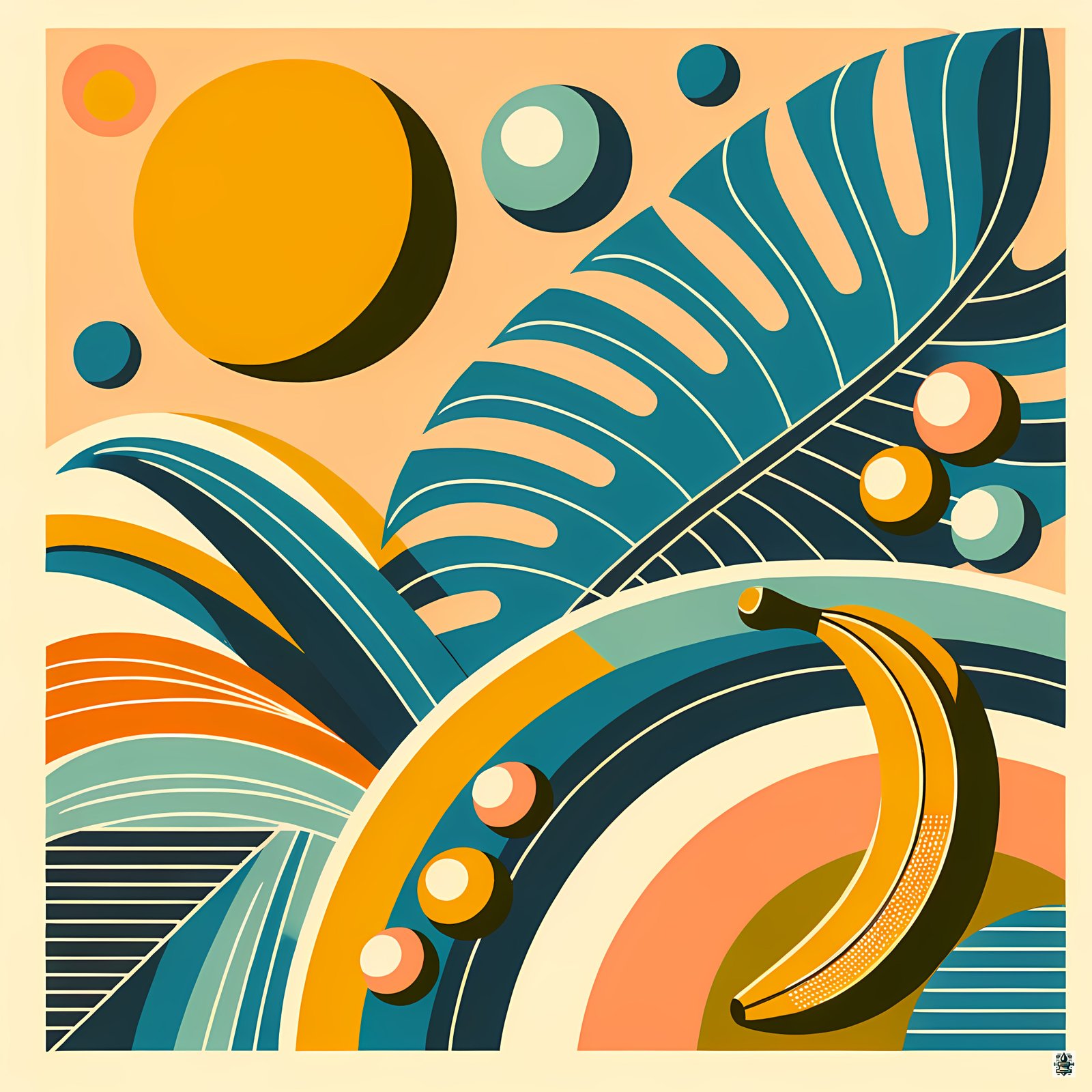 Abstract Tropical Leaves and Banana Shapes