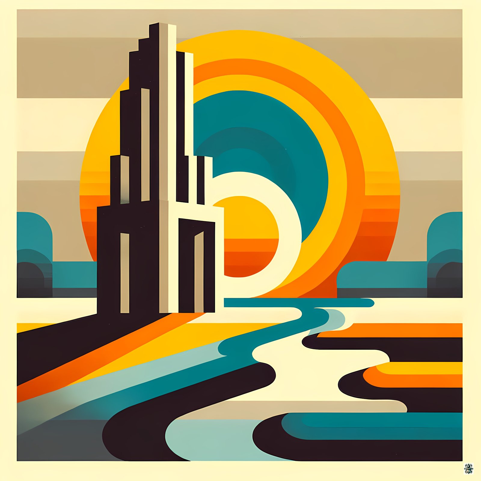 Retro Geometric Sunset Letterform