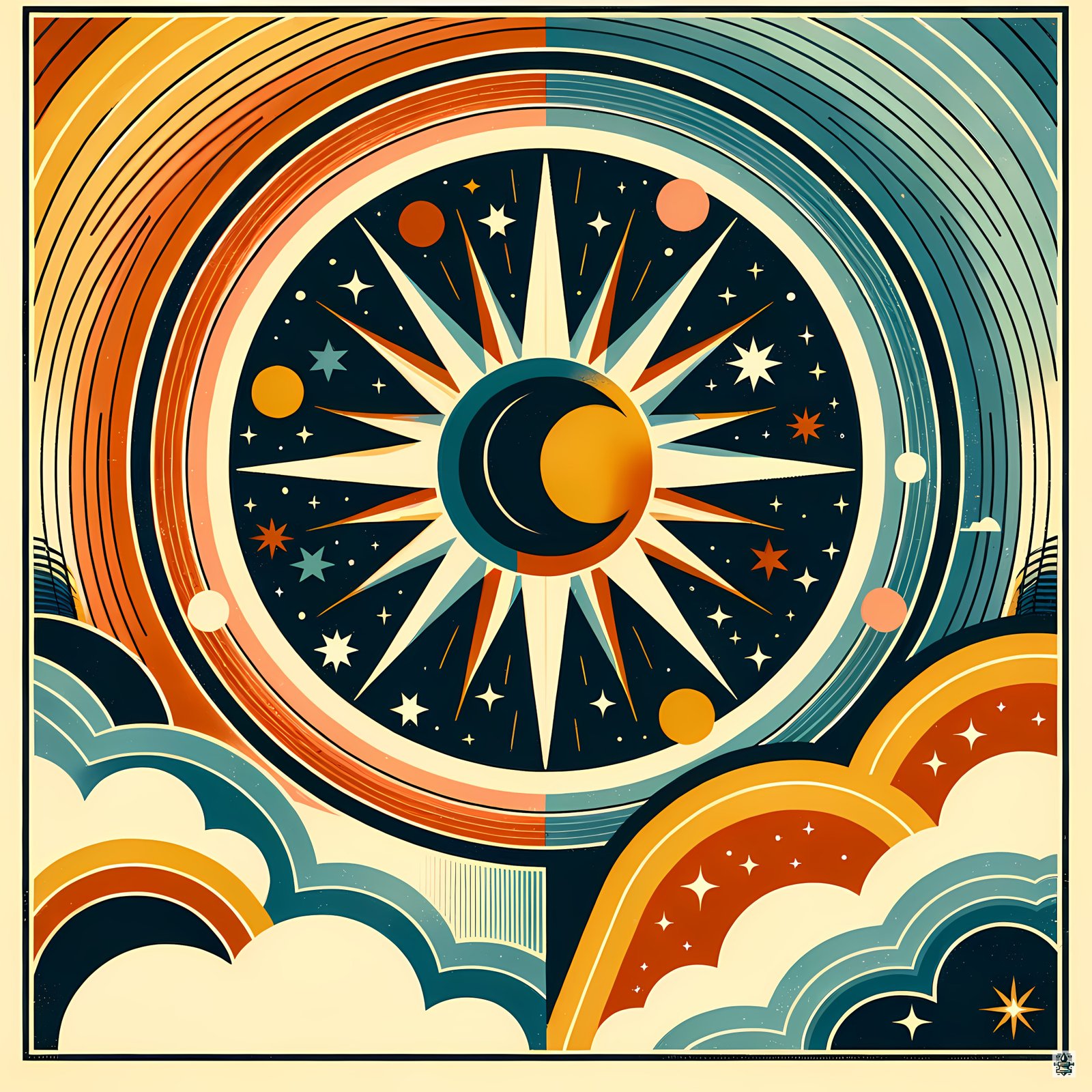 Celestial Sun Moon Starburst