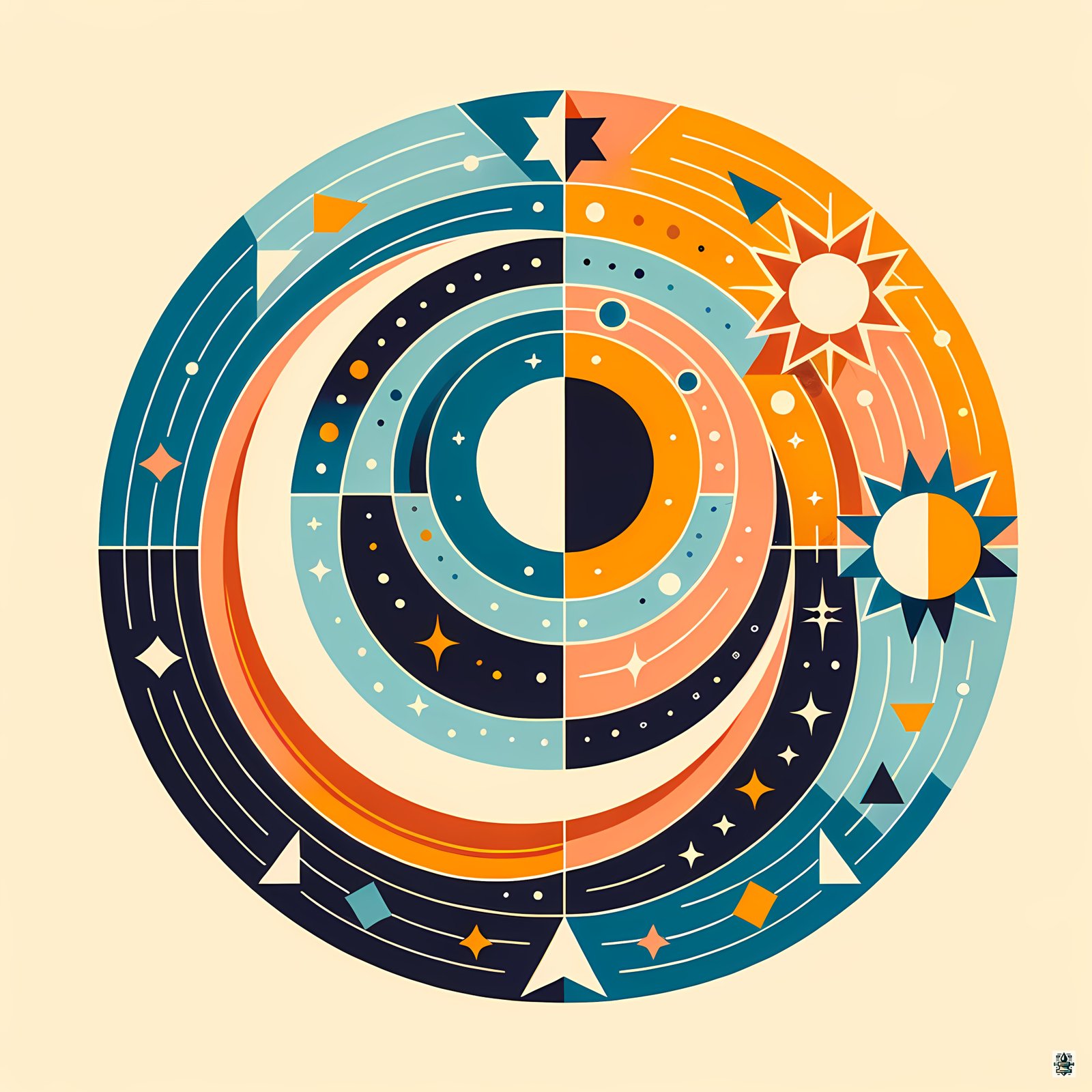 Geometric Sun and Moon Circle