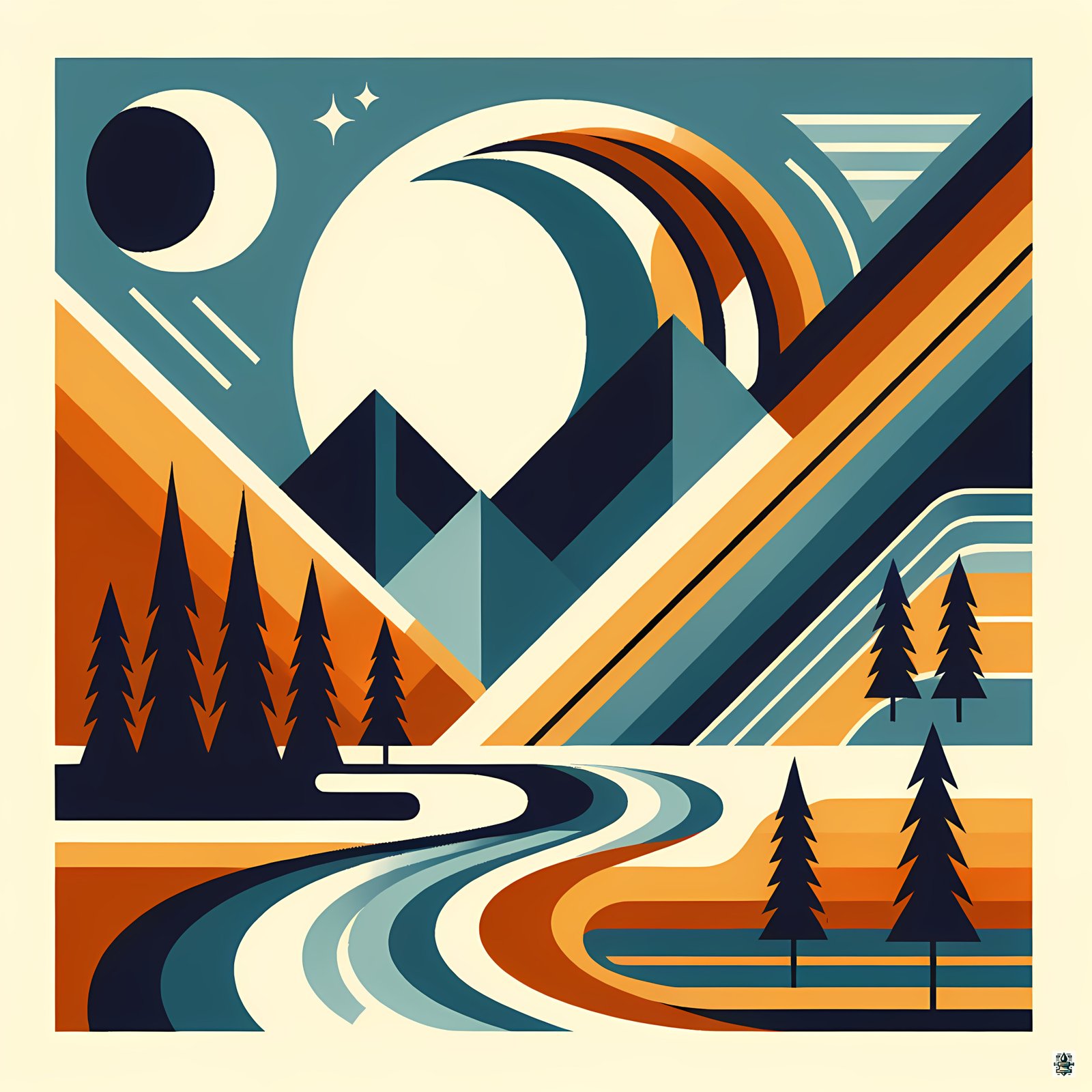 Geometric Mountain Peaks Landscape