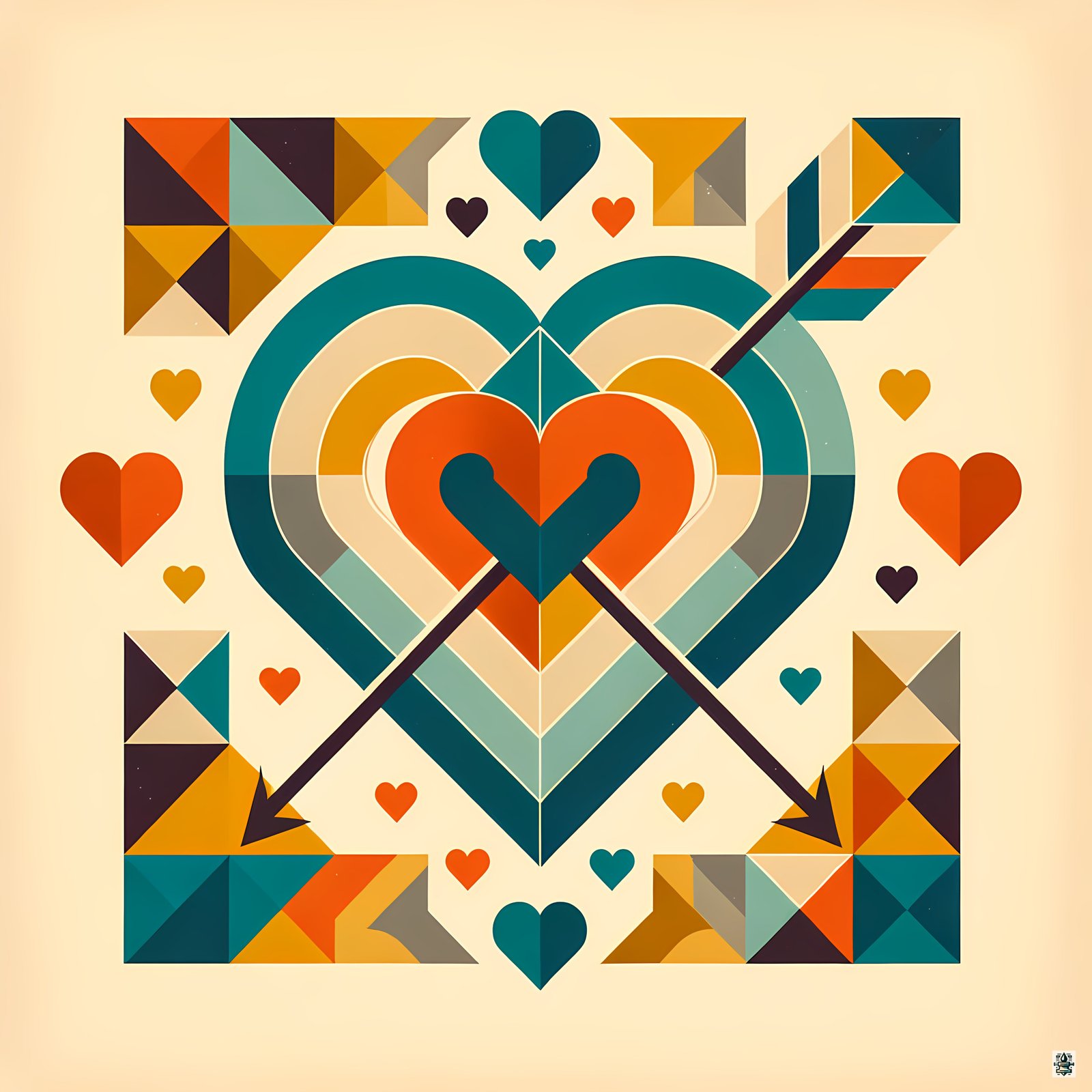 Geometric Heart Arrows Abstract