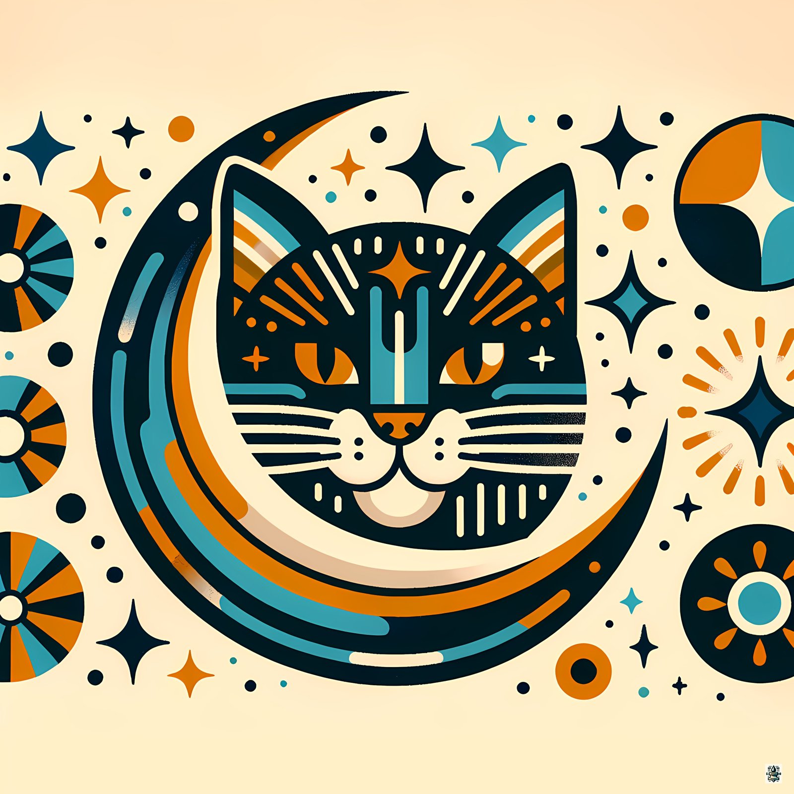 Celestial Cat Moon Graphic