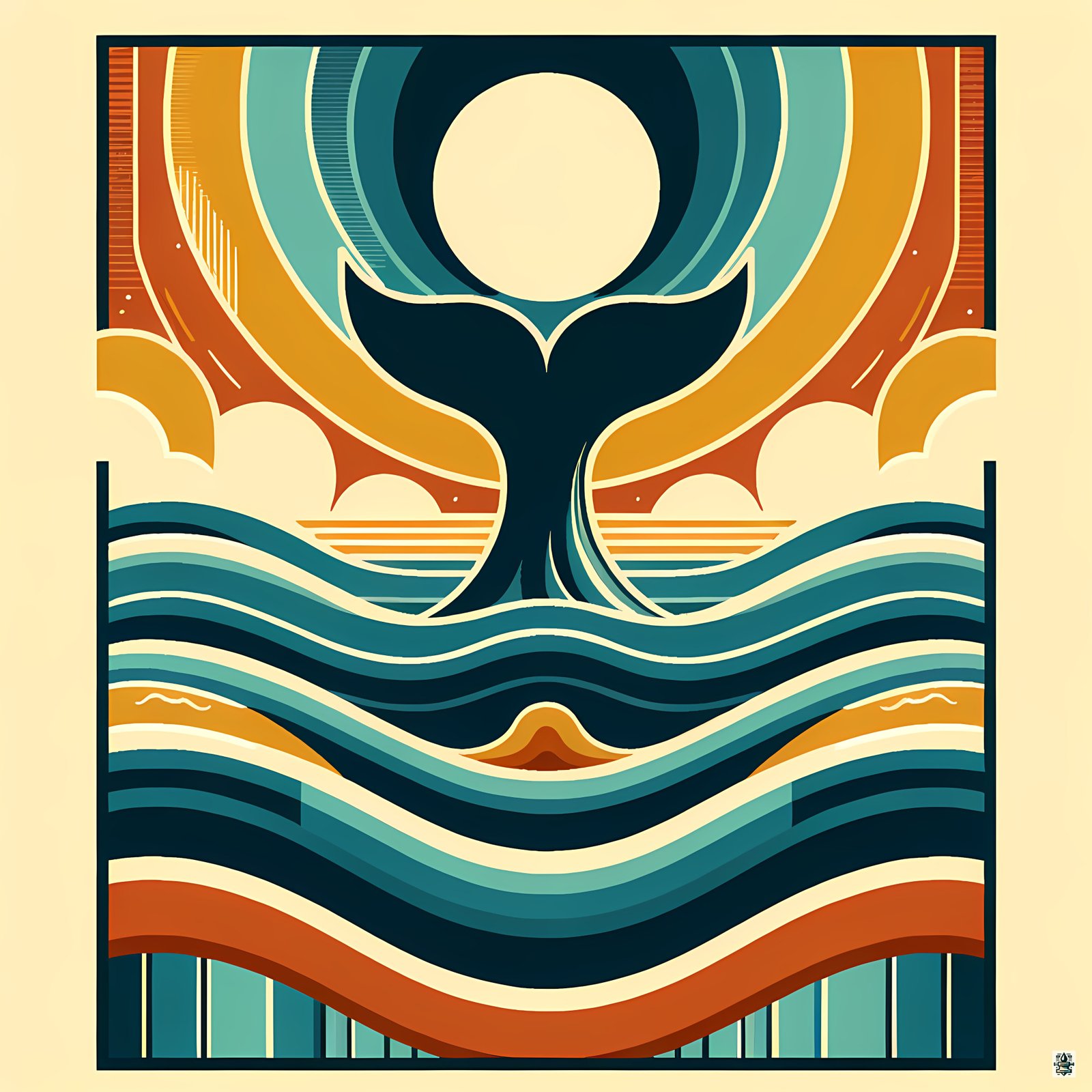 Geometric Whale Tail and Ocean Waves