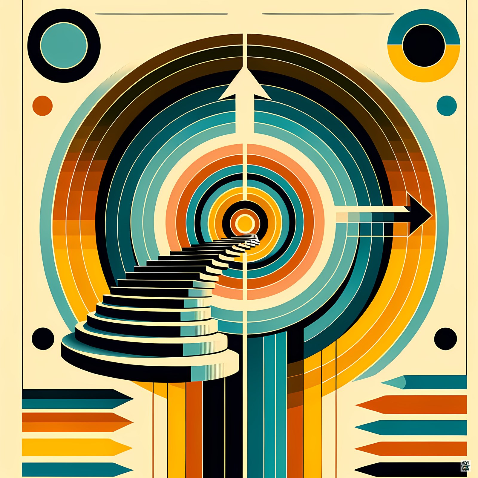 Geometric Stairway Through Concentric Circles