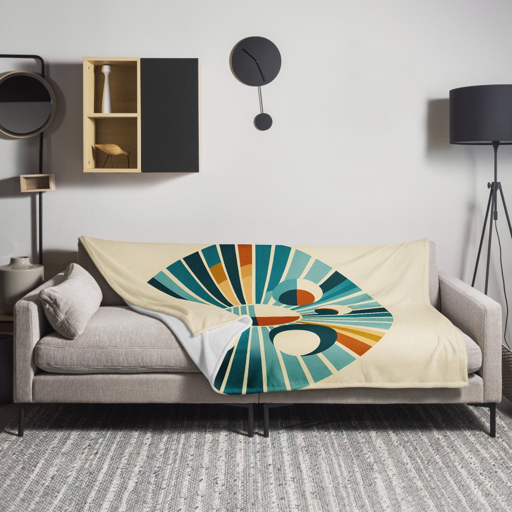 Retro Geometric Sunburst Circles in Teal and Orange