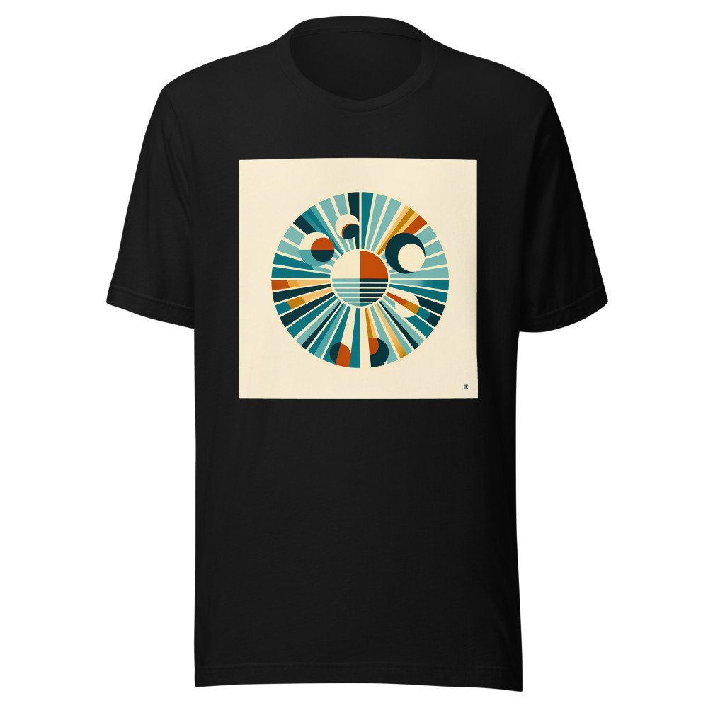 Retro Geometric Sunburst Circles in Teal and Orange
