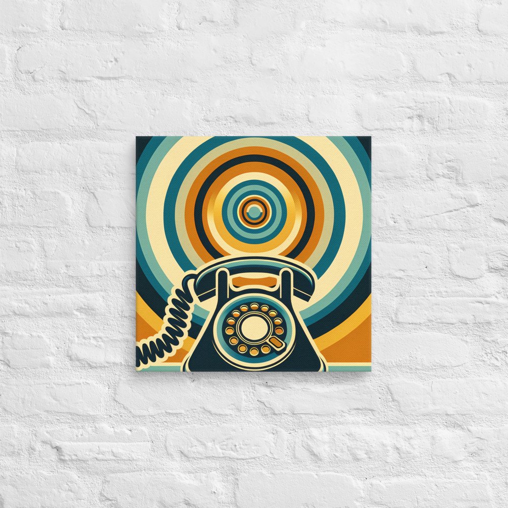 Retro Telephone with Vibrant Concentric Circles