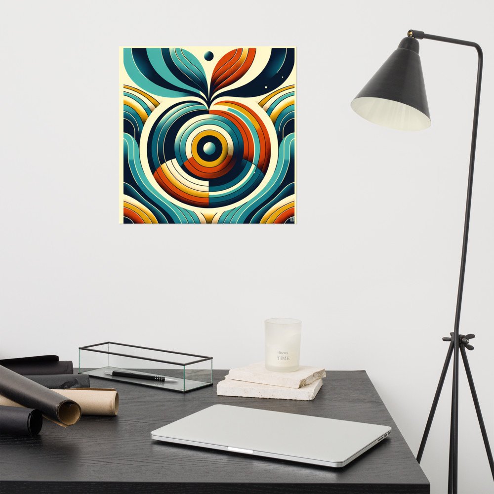 Retro Geometric Abstract in Teal and Orange