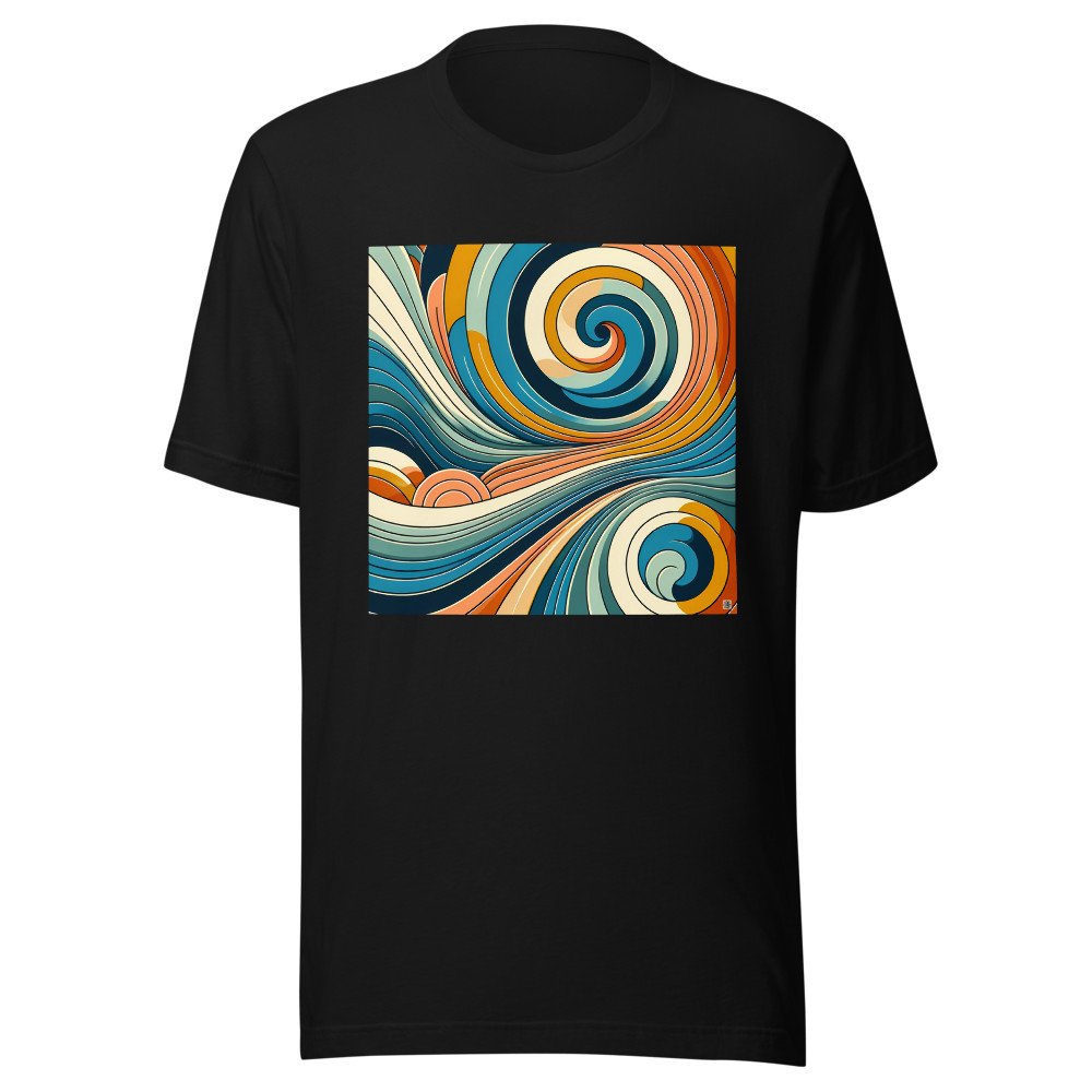 Retro Abstract Swirl Waves in Teal and Orange