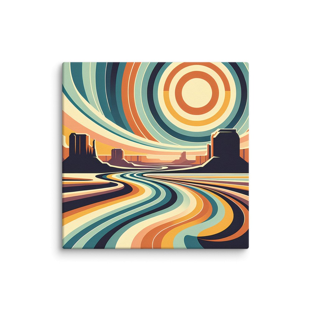 Abstract Desert River Under Concentric Sun