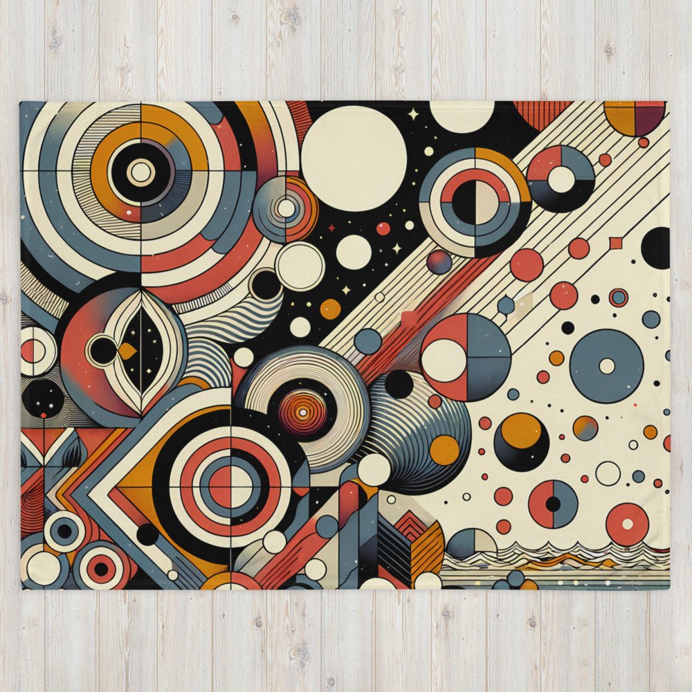 Retro Geometric Space Circles in Teal and Orange