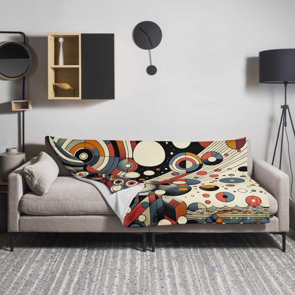 Retro Geometric Space Circles in Teal and Orange