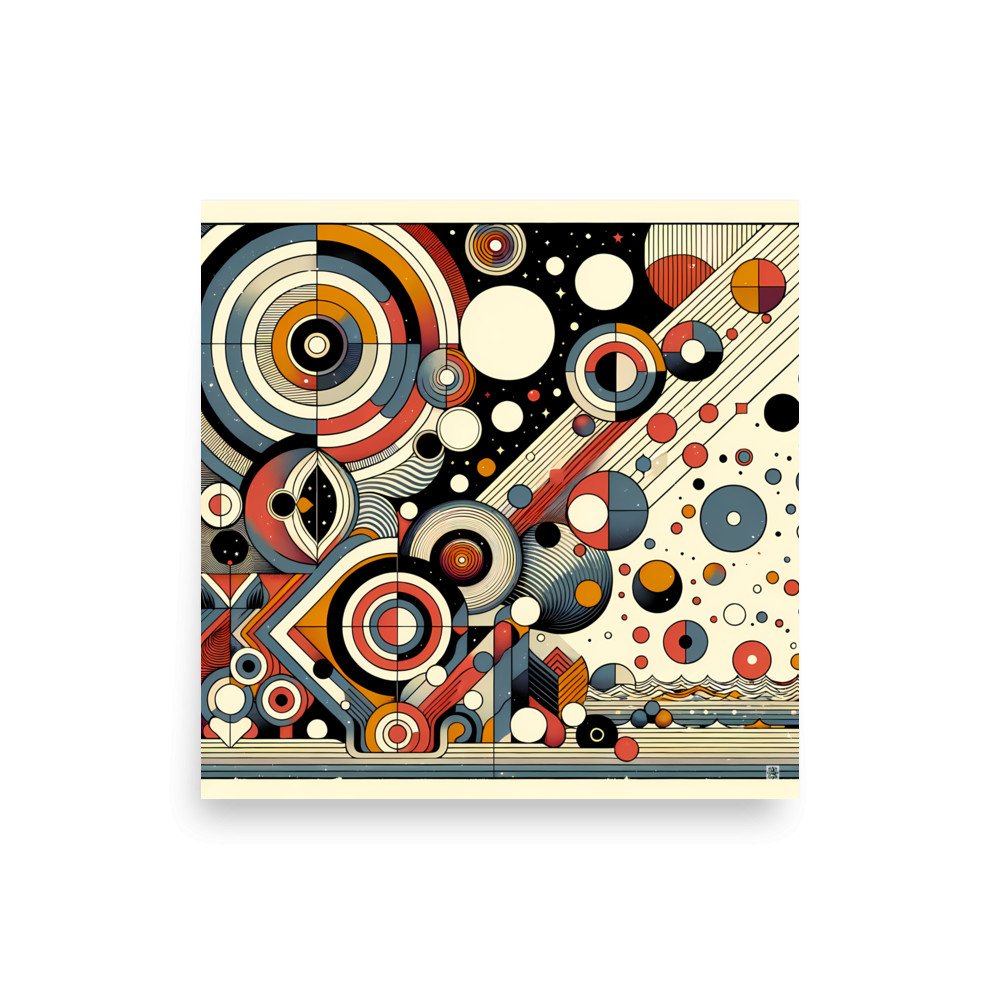 Retro Geometric Space Circles in Teal and Orange