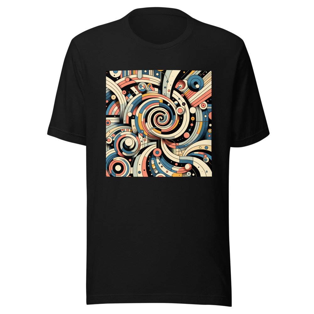 Retro Geometric Spiral Abstract in Teal and Coral