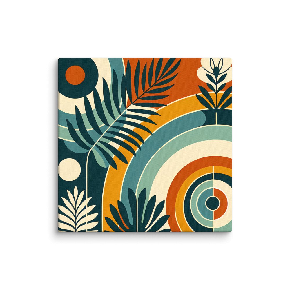 Abstract Botanical Arches in Teal and Burnt Orange