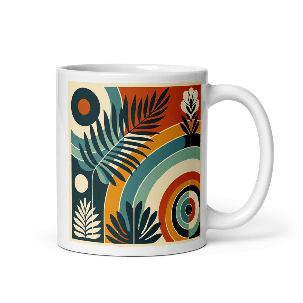 Abstract Botanical Arches in Teal and Burnt Orange