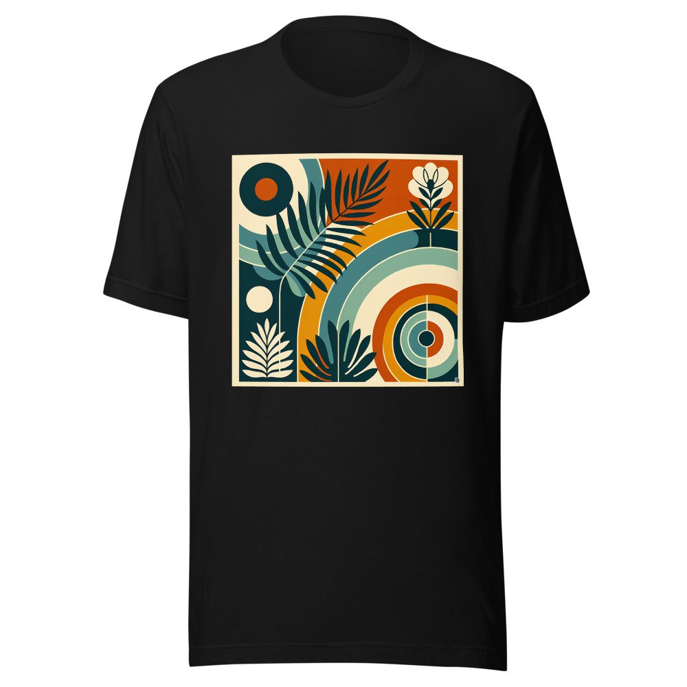 Abstract Botanical Arches in Teal and Burnt Orange