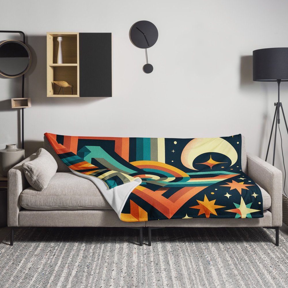 Geometric Number Collage with Moon and Stars