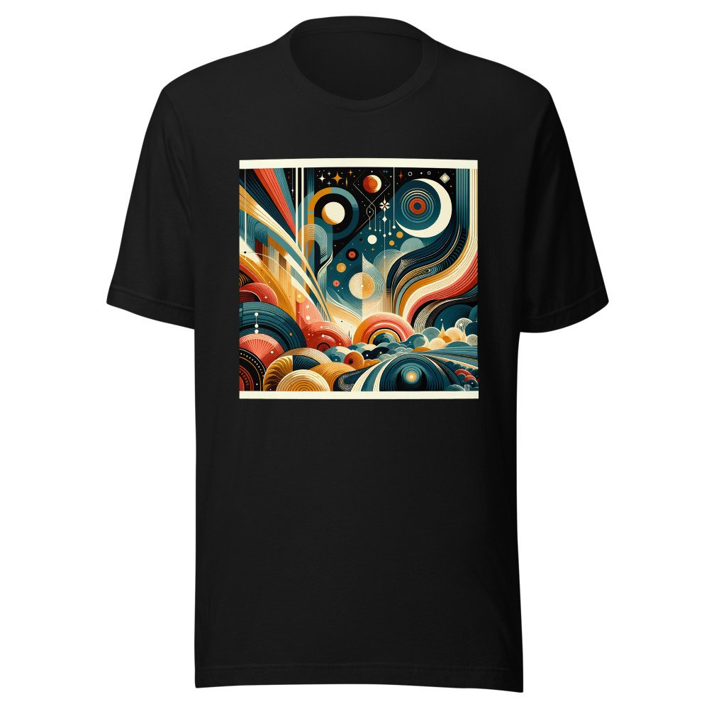 Retro Geometric Space Landscape in Teal and Orange