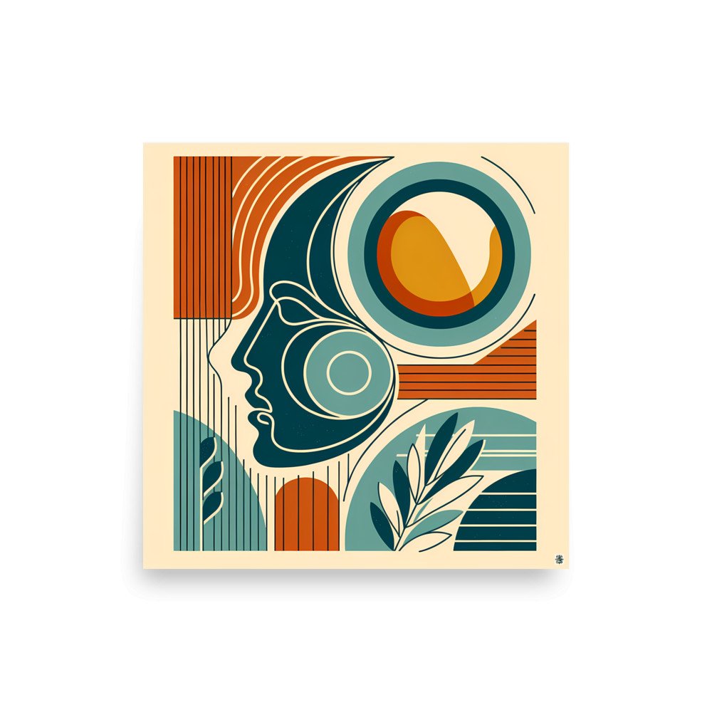 Abstract Line Face with Geometric Shapes