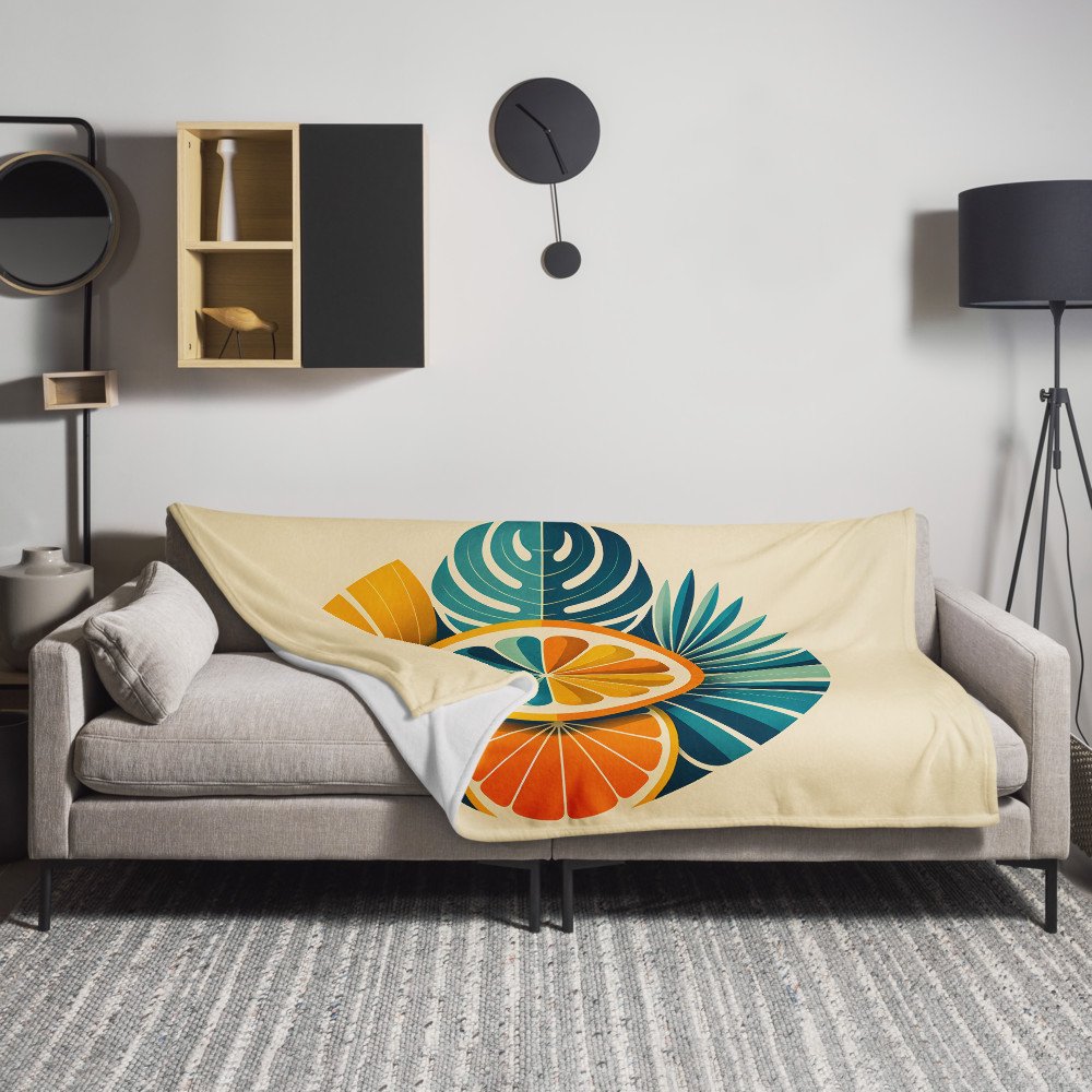 Geometric Citrus Slice with Tropical Leaves