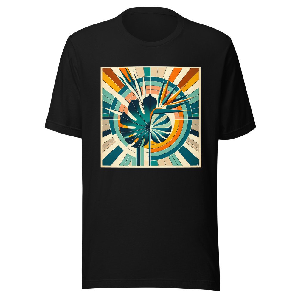 Geometric Monstera Leaf with Bird of Paradise