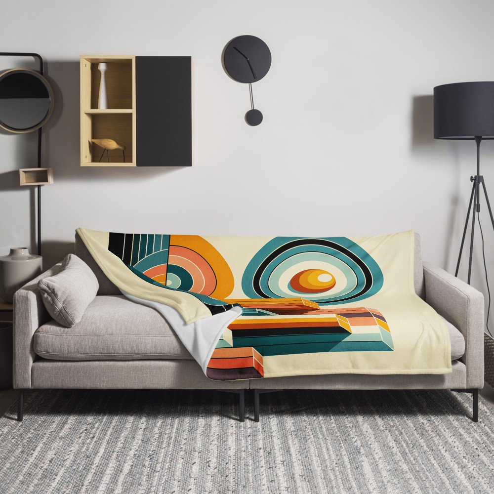 Retro Geometric Letter J in Teal and Orange