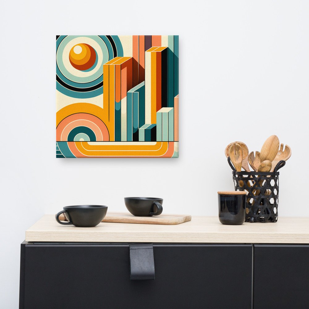 Retro Geometric Letter J in Teal and Orange