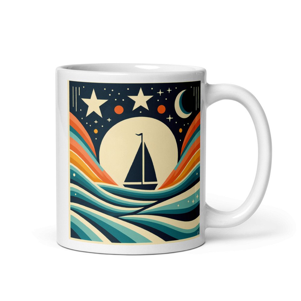 Sailboat at Night with Gradient Waves