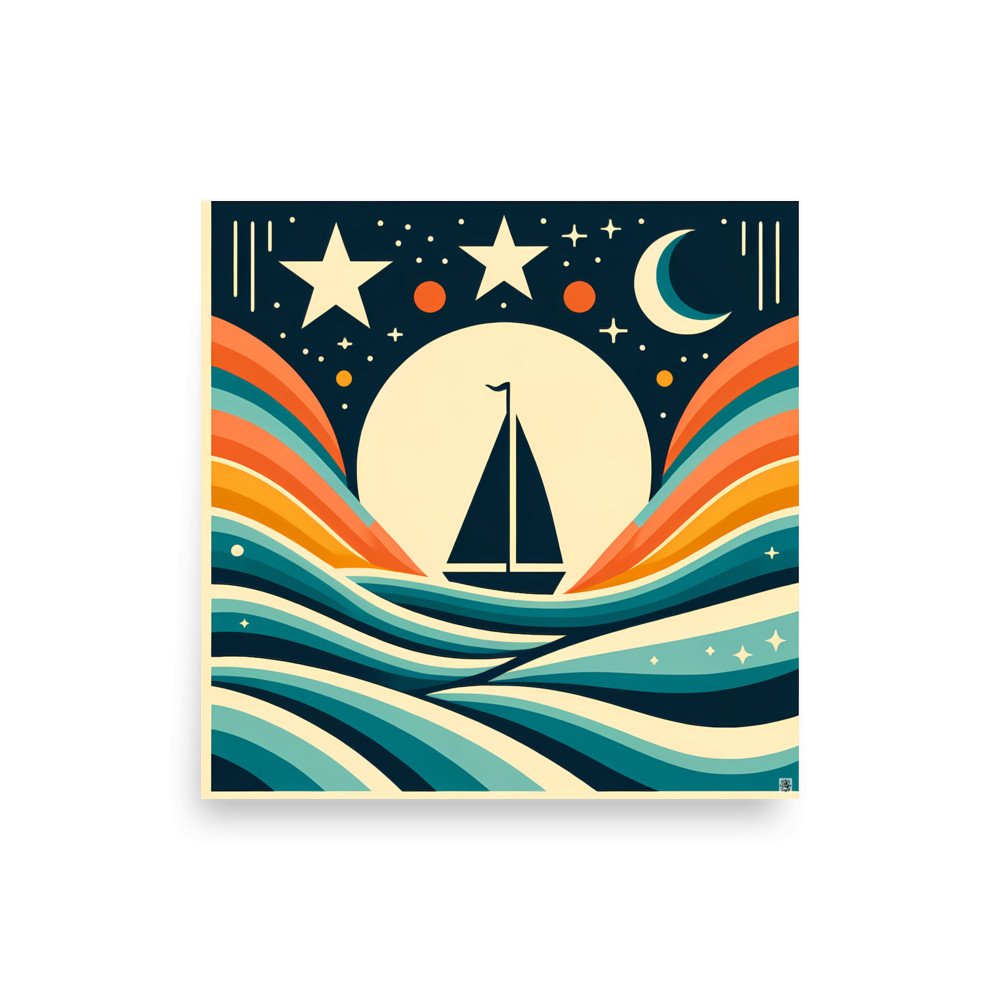 Sailboat at Night with Gradient Waves