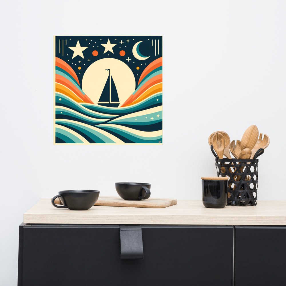 Sailboat at Night with Gradient Waves