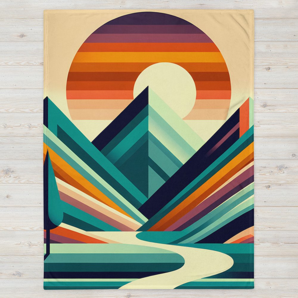 Geometric Mountain Sunset Landscape