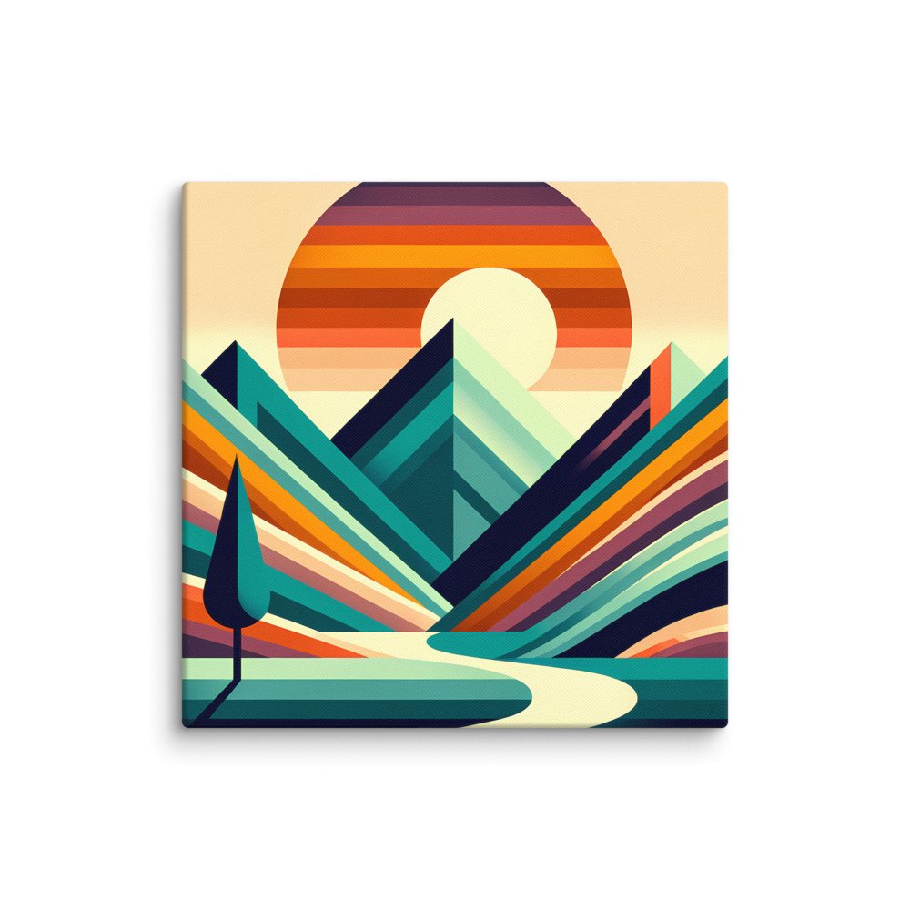 Geometric Mountain Sunset Landscape