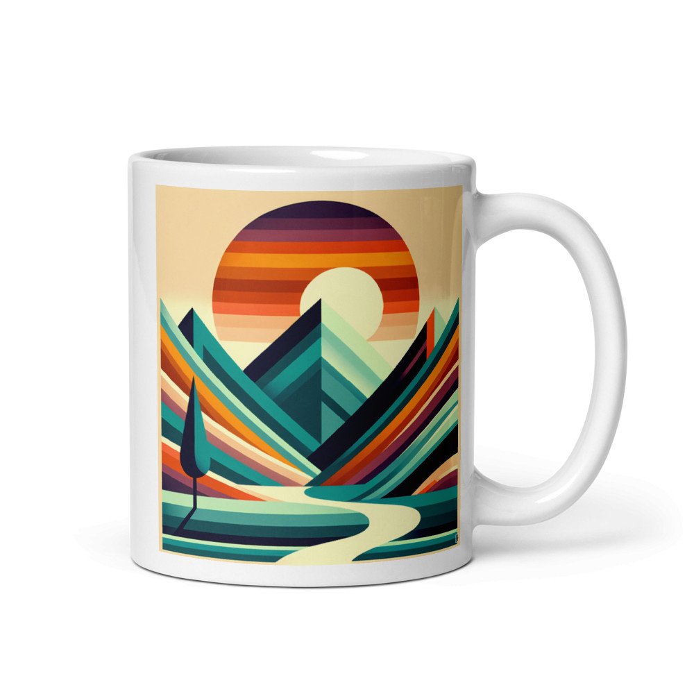 Geometric Mountain Sunset Landscape
