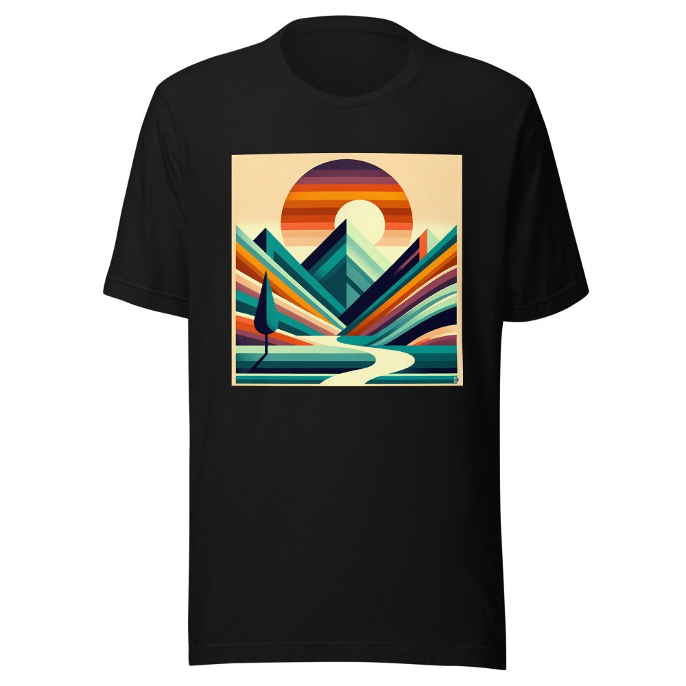 Geometric Mountain Sunset Landscape