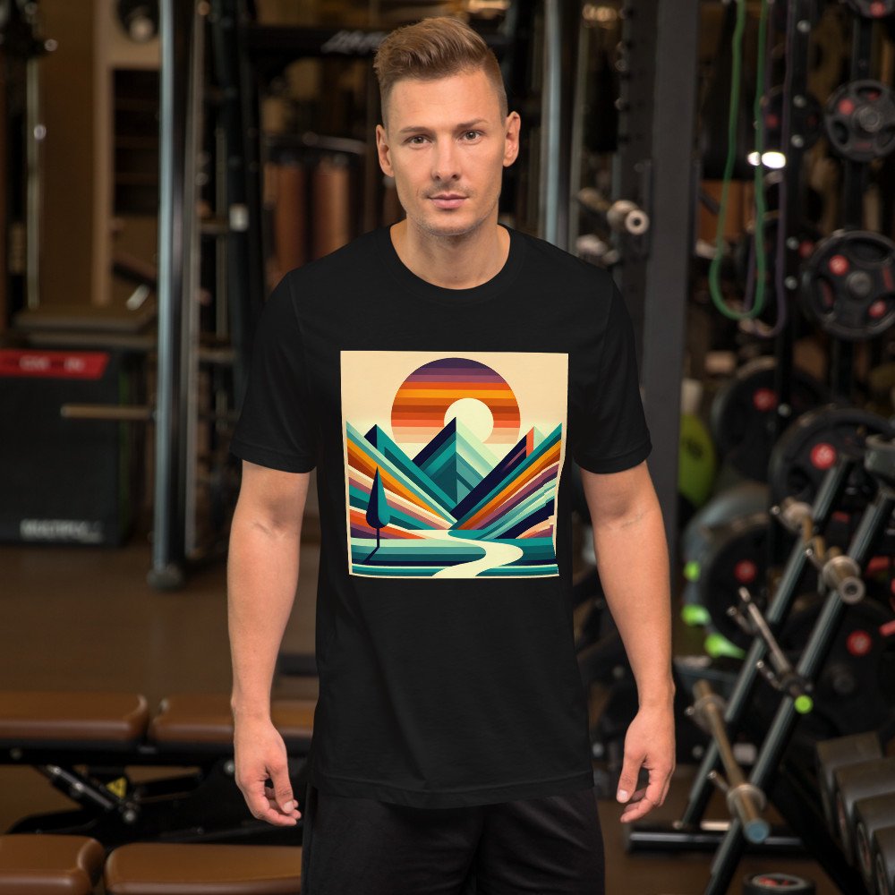 Geometric Mountain Sunset Landscape