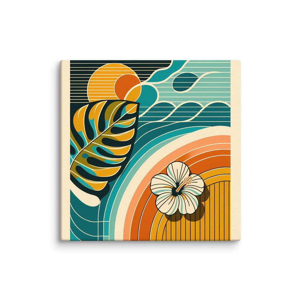 Abstract Botanical Leaf and Hibiscus Sunset
