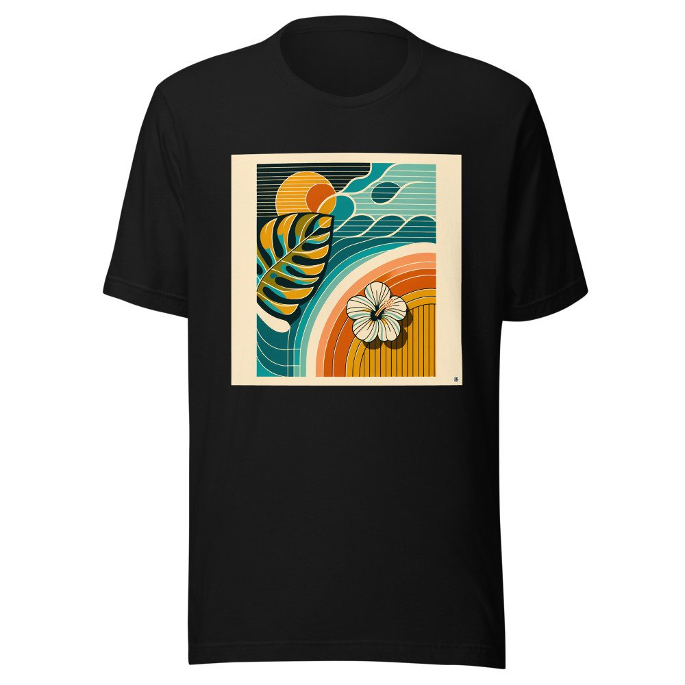 Abstract Botanical Leaf and Hibiscus Sunset