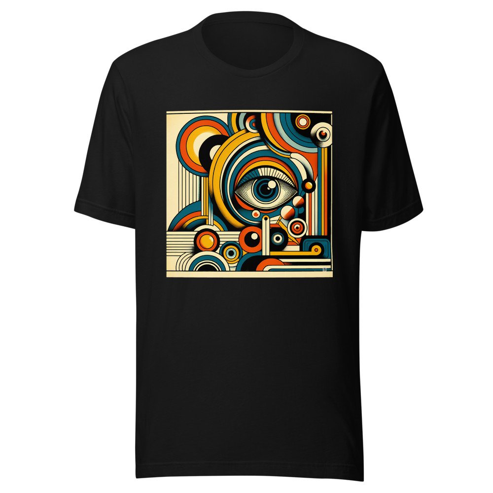 Retro Geometric Eye Abstract in Teal Orange and Gold