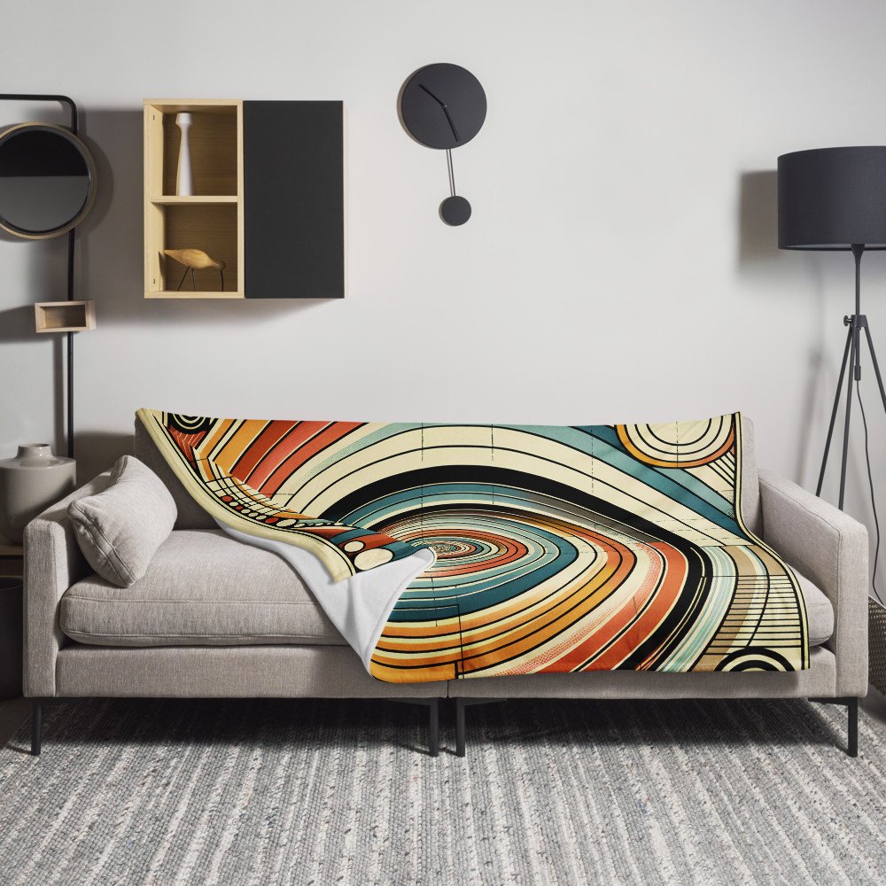 Retro Geometric Spiral Abstract in Teal and Orange