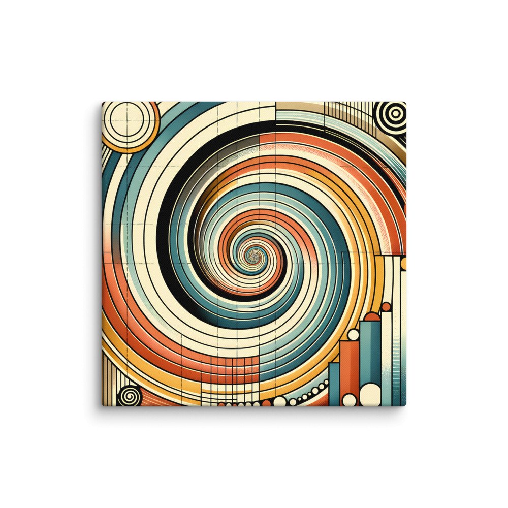 Retro Geometric Spiral Abstract in Teal and Orange