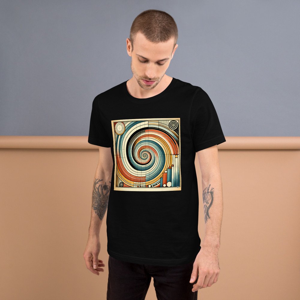 Retro Geometric Spiral Abstract in Teal and Orange