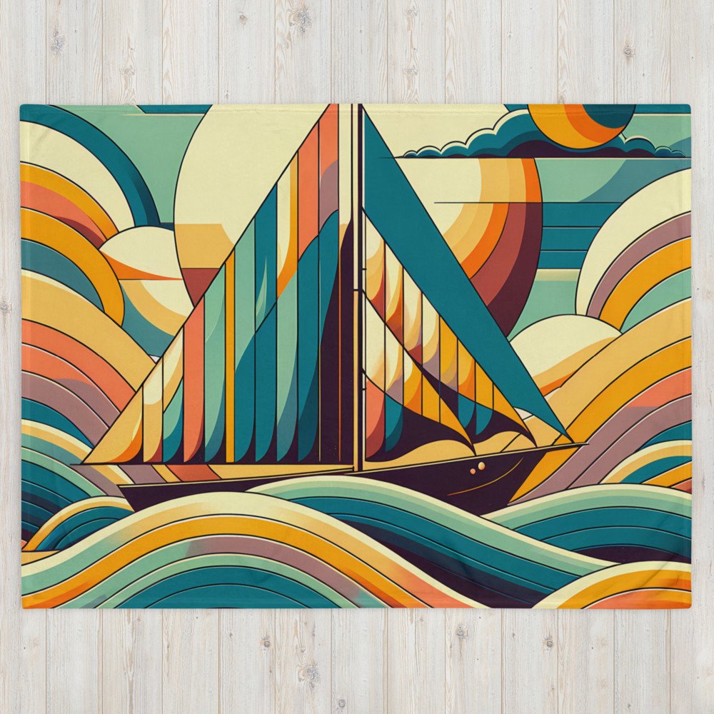 Geometric Sailboat in Retro Waves