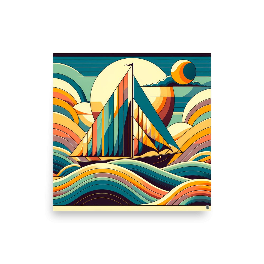 Geometric Sailboat in Retro Waves