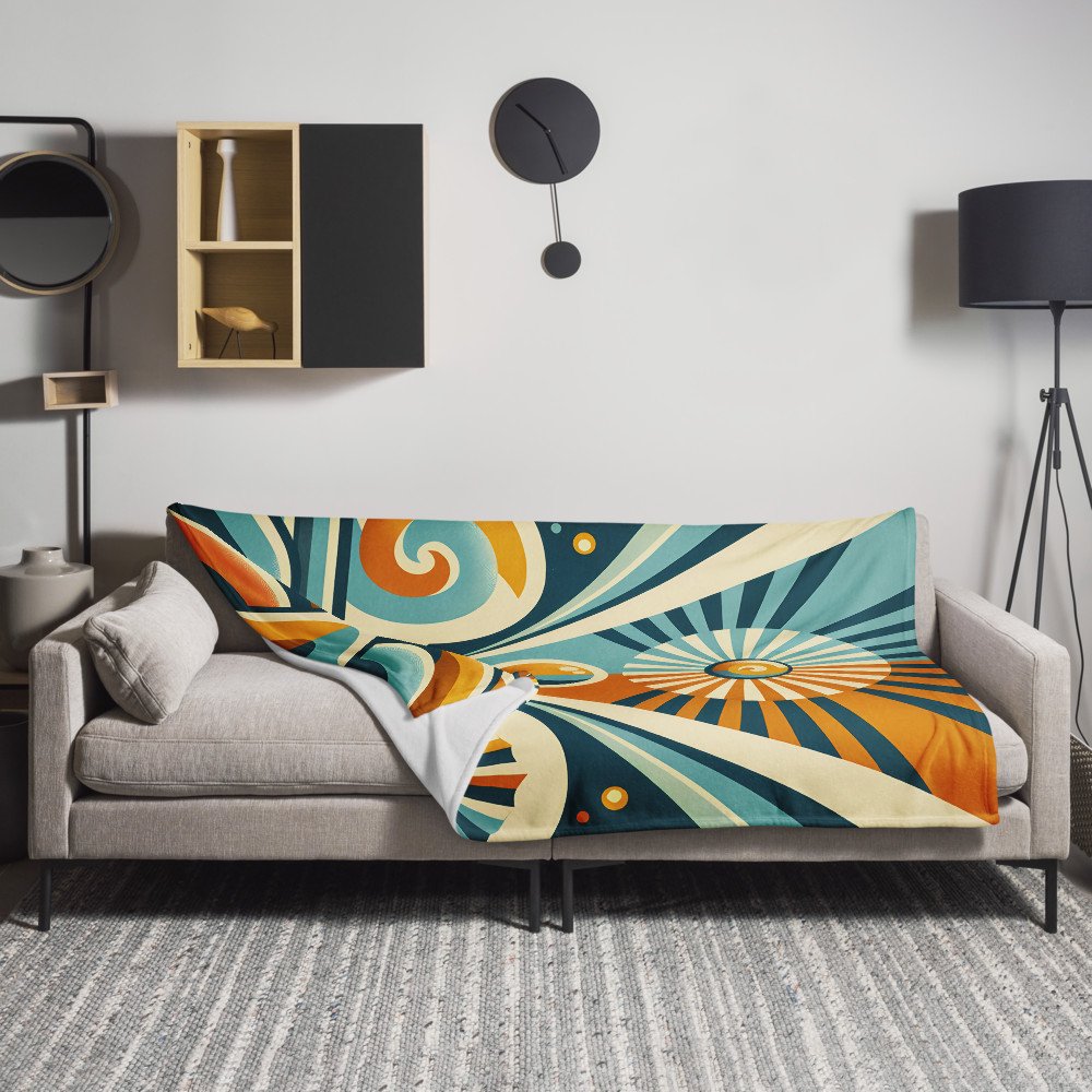 Geometric Sunburst and Waves Abstract