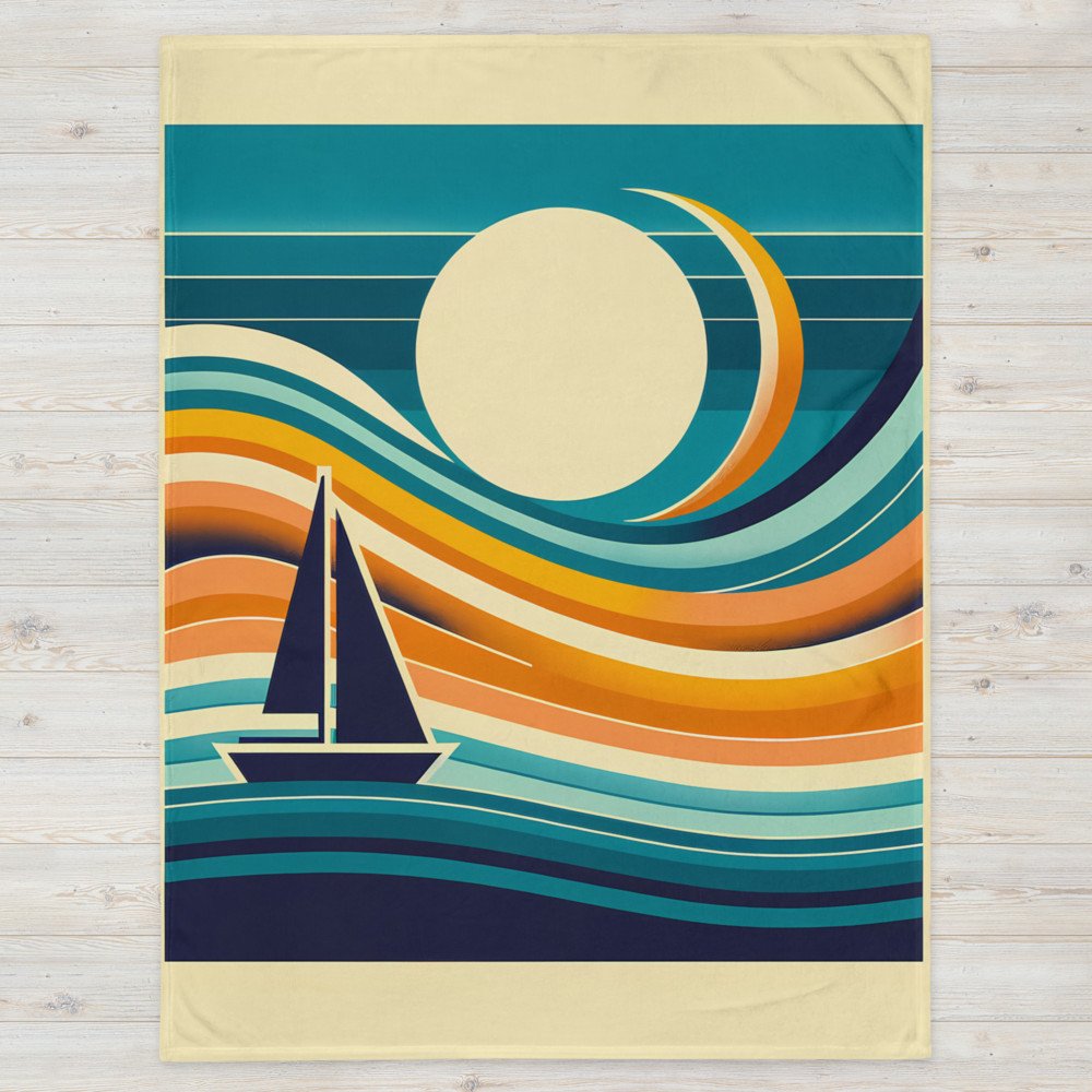 Geometric Sailboat in Gradient Sunset Waves